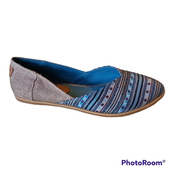 Piranda* Dignity* Slip on Flats* Blue/Tan Print* Sz 9 - Picture 5 of 8